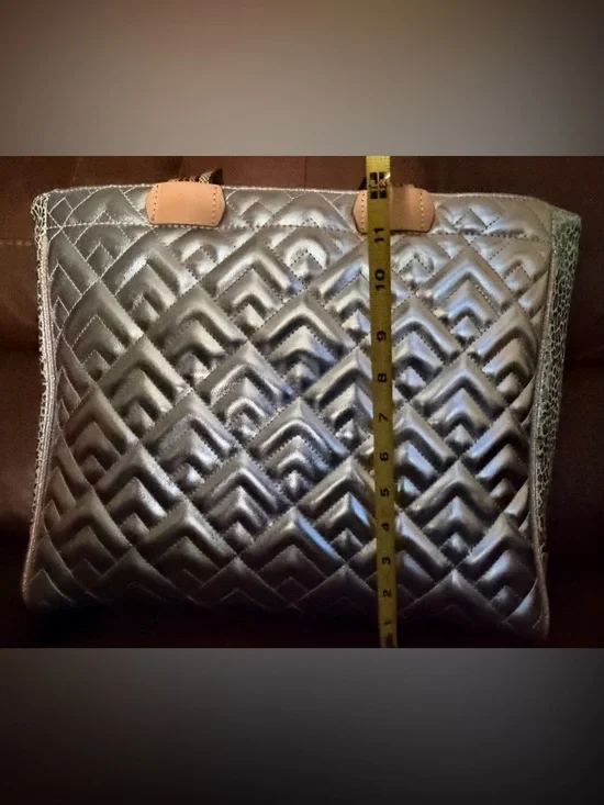 Consuela Silver Quilted Tote with Rainbow Straps - Picture 11 of 14